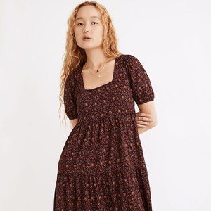 Madewell Aidy square neck tiered midi dress, Size 10